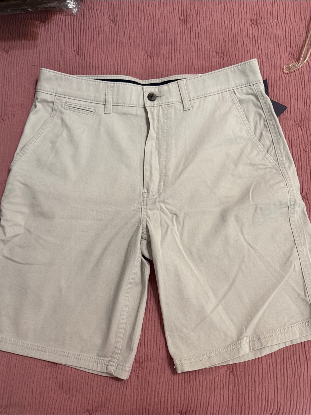 St. John's Bay Men's Light Beige Flat-Front Cotton Shorts
